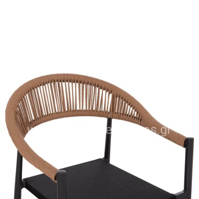 OUTDOOR DINING CHAIR BERG HM6284.02 ALUMINUM & TEXTILENE IN DARK GREY--P.E.TWISTED RATTAN 55x56x79Hcm.