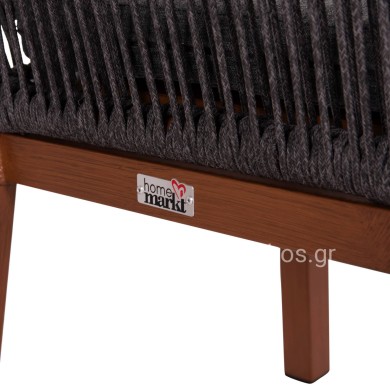 ALUMINUM DINING CHAIR HOWARD HM5547.11 BROWN COLOR--ROPE & CUSHION IN DARK GREY 55.5x60x84.5Hcm.