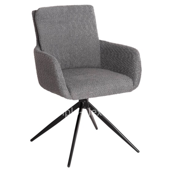 DINING ARMCHAIR SWIVEL BLANS HM9942.01 GREY BOUCLE FABRIC-METAL LEGS 62x60x90Hcm.
