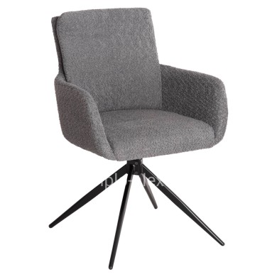 DINING ARMCHAIR SWIVEL BLANS HM9942.01 GREY BOUCLE FABRIC-METAL LEGS 62x60x90Hcm.