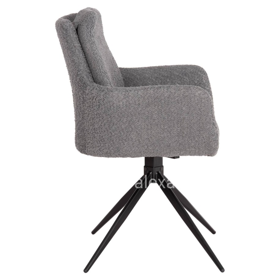 DINING ARMCHAIR SWIVEL BLANS HM9942.01 GREY BOUCLE FABRIC-METAL LEGS 62x60x90Hcm.