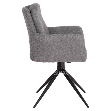DINING ARMCHAIR SWIVEL BLANS HM9942.01 GREY BOUCLE FABRIC-METAL LEGS 62x60x90Hcm.