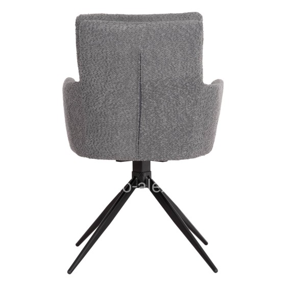 DINING ARMCHAIR SWIVEL BLANS HM9942.01 GREY BOUCLE FABRIC-METAL LEGS 62x60x90Hcm.