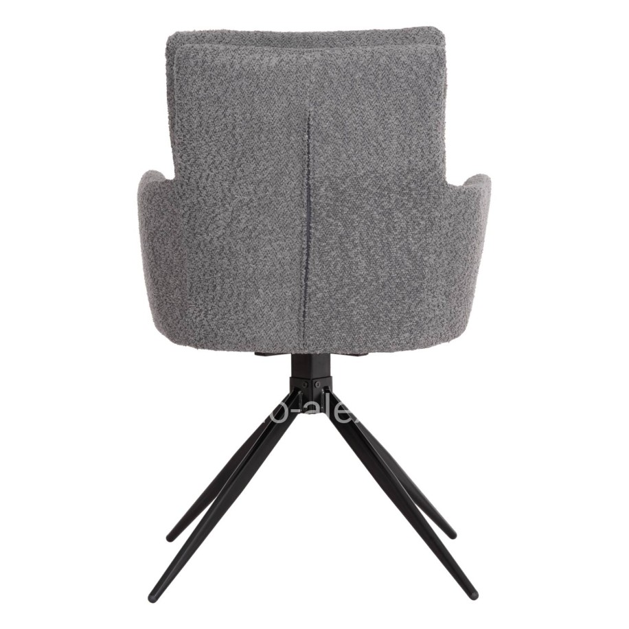 DINING ARMCHAIR SWIVEL BLANS HM9942.01 GREY BOUCLE FABRIC-METAL LEGS 62x60x90Hcm.