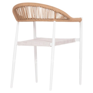 OUTDOOR DINING CHAIR BERG HM6284.01 ALUMINUM & TEXTILENE IN WHITE--P.E.TWISTED RATTAN 55x56x79Hcm.
