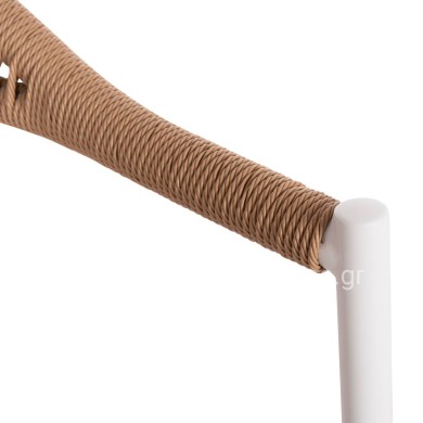 OUTDOOR DINING CHAIR BERG HM6284.01 ALUMINUM & TEXTILENE IN WHITE--P.E.TWISTED RATTAN 55x56x79Hcm.