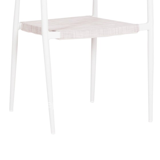 OUTDOOR DINING CHAIR BERG HM6284.01 ALUMINUM & TEXTILENE IN WHITE--P.E.TWISTED RATTAN 55x56x79Hcm.