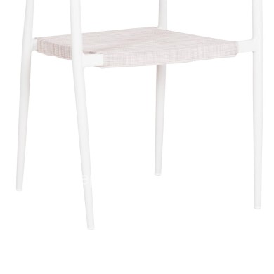 OUTDOOR DINING CHAIR BERG HM6284.01 ALUMINUM & TEXTILENE IN WHITE--P.E.TWISTED RATTAN 55x56x79Hcm.