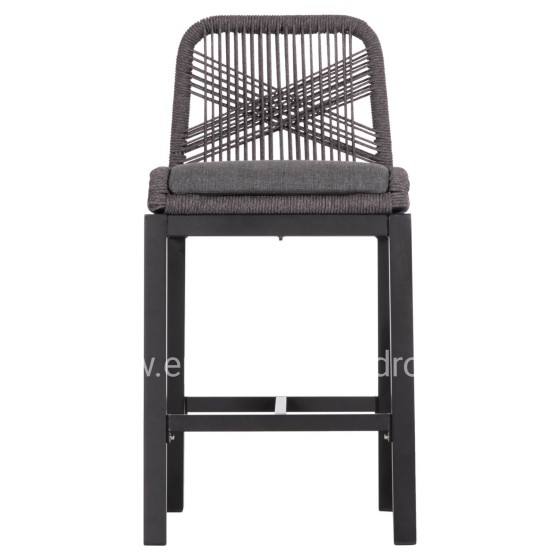 BAR STOOL MEDIUM HEIGHT HOWARD HM5791.23 ALUMINUM IN BLACK--DARK GREY ROPE 47.5x55x94.5Hcm.