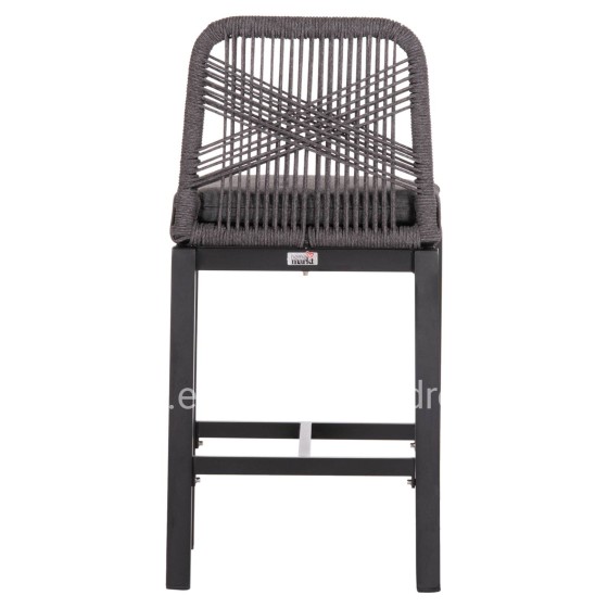 BAR STOOL MEDIUM HEIGHT HOWARD HM5791.23 ALUMINUM IN BLACK--DARK GREY ROPE 47.5x55x94.5Hcm.