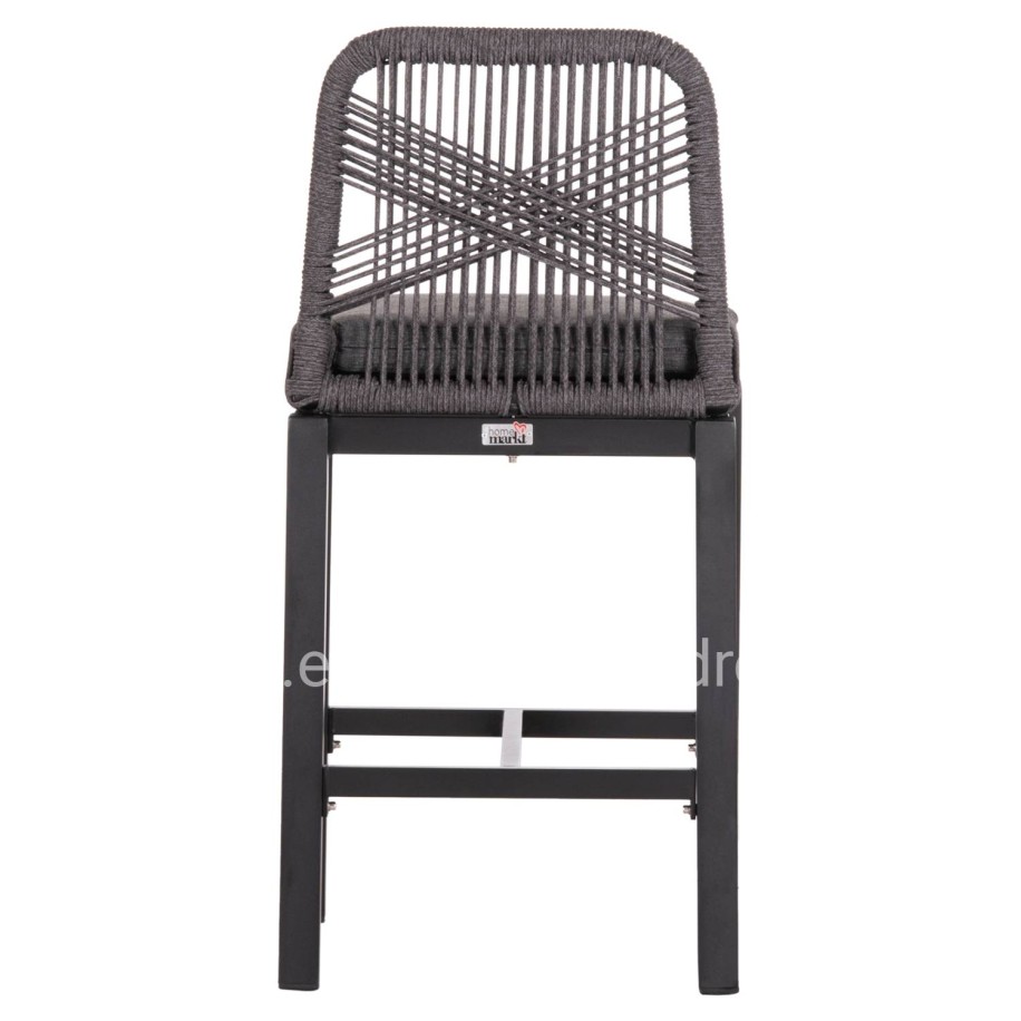 BAR STOOL MEDIUM HEIGHT HOWARD HM5791.23 ALUMINUM IN BLACK--DARK GREY ROPE 47.5x55x94.5Hcm.