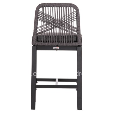 BAR STOOL MEDIUM HEIGHT HOWARD HM5791.23 ALUMINUM IN BLACK--DARK GREY ROPE 47.5x55x94.5Hcm.