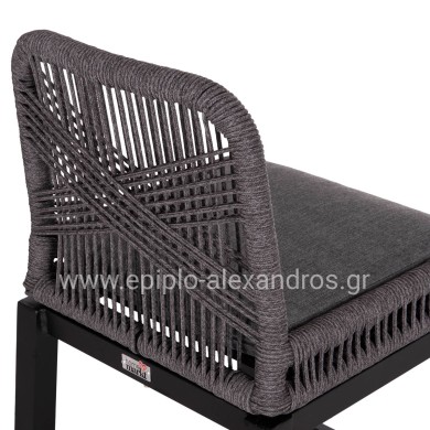 BAR STOOL MEDIUM HEIGHT HOWARD HM5791.23 ALUMINUM IN BLACK--DARK GREY ROPE 47.5x55x94.5Hcm.