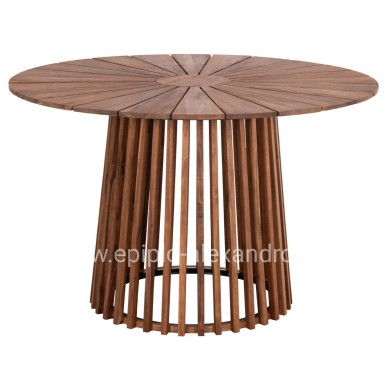 OUTDOOR DINING TABLE CRISTOBAL HM6234 ACACIA WOOD-METAL Φ120x76Hcm.