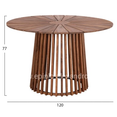 OUTDOOR DINING TABLE CRISTOBAL HM6234 ACACIA WOOD-METAL Φ120x76Hcm.