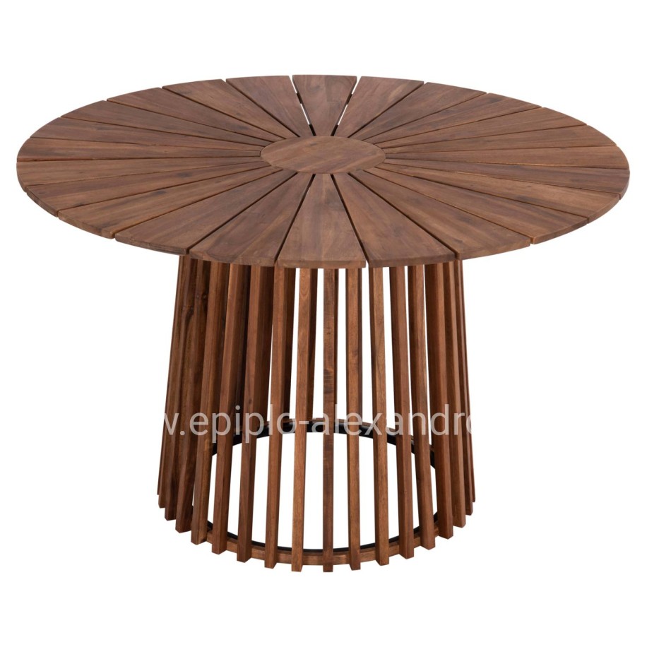 OUTDOOR DINING TABLE CRISTOBAL HM6234 ACACIA WOOD-METAL Φ120x76Hcm.
