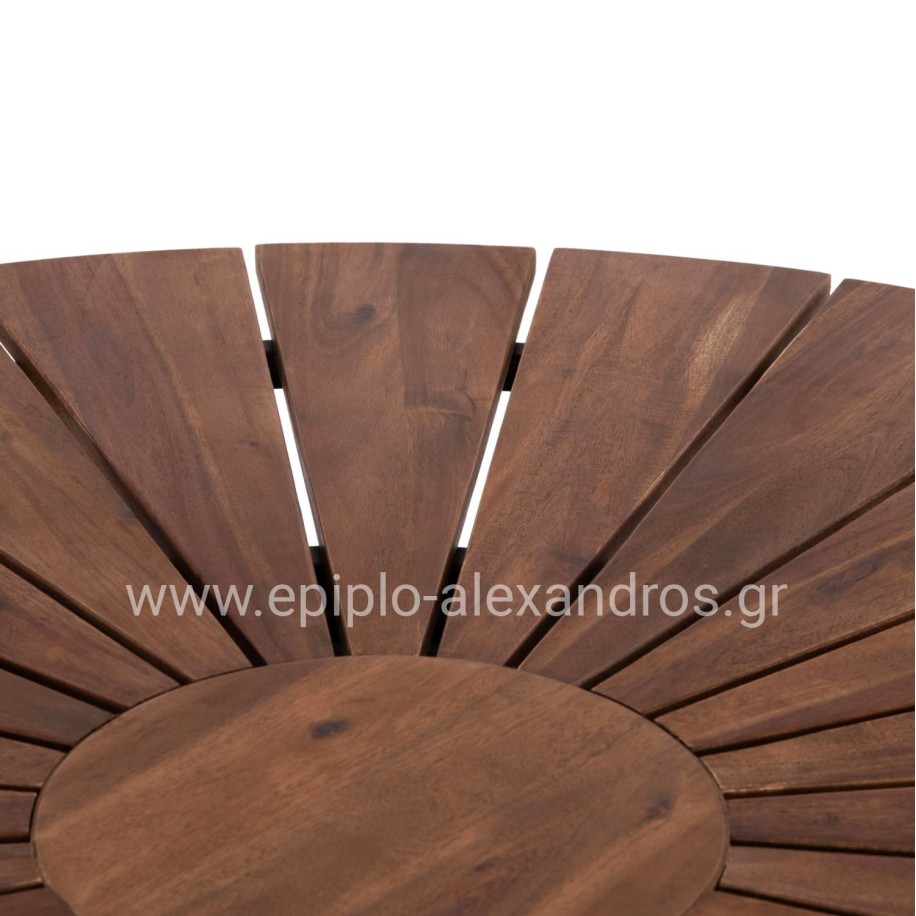 OUTDOOR DINING TABLE CRISTOBAL HM6234 ACACIA WOOD-METAL Φ120x76Hcm.