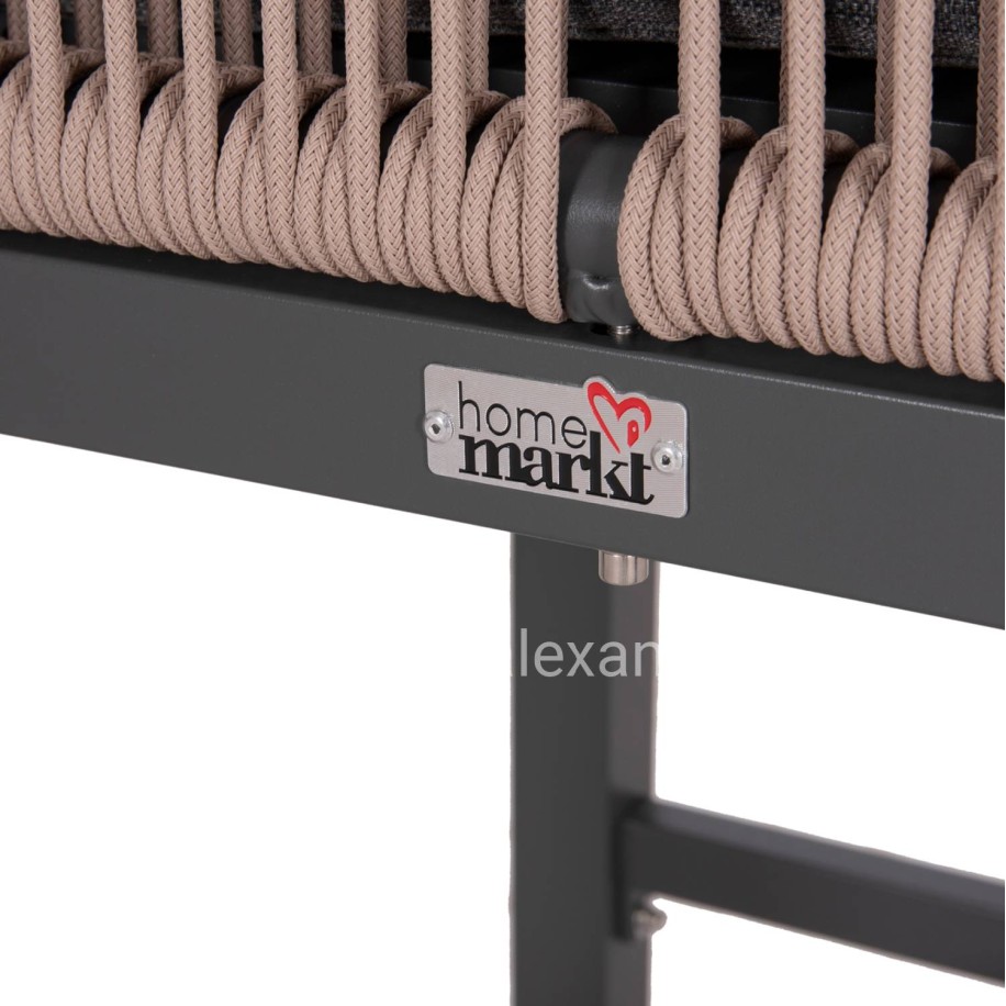 BAR STOOL MEDIUM HEIGHT HOWARD HM5791.21 ALUMINUM IN ANTHRACITE--BEIGE ROPE 47.5x55x94.5Hcm.