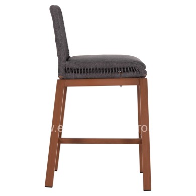 BAR STOOL MEDIUM HEIGHT HOWARD HM5791.22 ALUMINUM IN BROWN--DARK GREY ROPE 47.5x55x94.5Hcm.