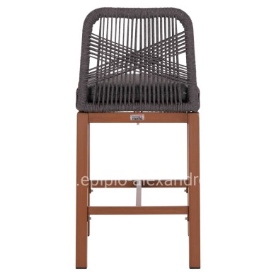 BAR STOOL MEDIUM HEIGHT HOWARD HM5791.22 ALUMINUM IN BROWN--DARK GREY ROPE 47.5x55x94.5Hcm.