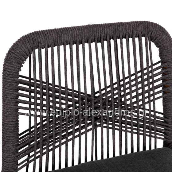 BAR STOOL MEDIUM HEIGHT HOWARD HM5791.22 ALUMINUM IN BROWN--DARK GREY ROPE 47.5x55x94.5Hcm.