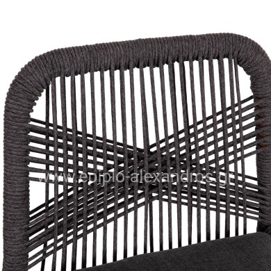 BAR STOOL MEDIUM HEIGHT HOWARD HM5791.22 ALUMINUM IN BROWN--DARK GREY ROPE 47.5x55x94.5Hcm.