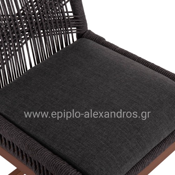 BAR STOOL MEDIUM HEIGHT HOWARD HM5791.22 ALUMINUM IN BROWN--DARK GREY ROPE 47.5x55x94.5Hcm.