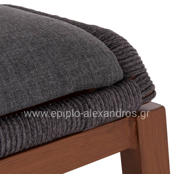 BAR STOOL MEDIUM HEIGHT HOWARD HM5791.22 ALUMINUM IN BROWN--DARK GREY ROPE 47.5x55x94.5Hcm.