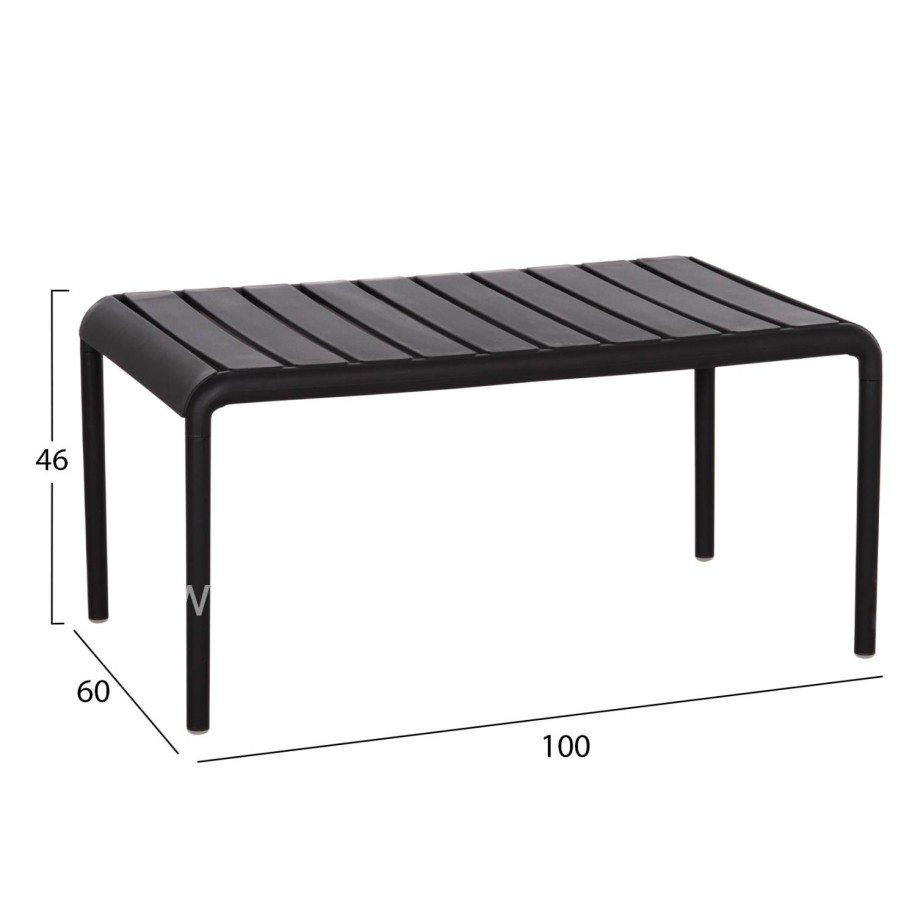 OUTDOOR COFFEE TABLE KORVER HM6334.02 POLYPROPYLENE IN BLACK 100x60x46Hcm.