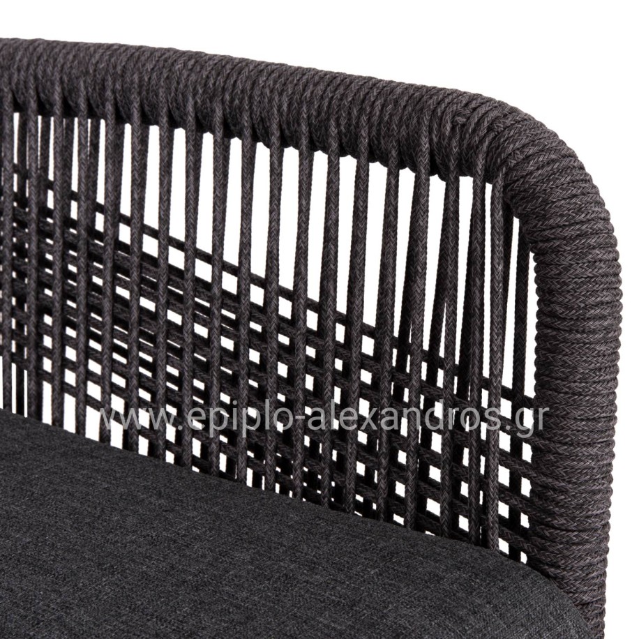 DINING ARMCHAIR HOWARD HM5543.11 BROWN ALUMINUM--ROPE & CUSHION GREY 57.5x62x84Hcm.