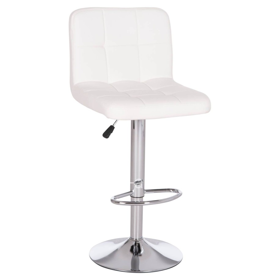 BAR STOOL SWIVELING DIANA HM202.22 WHITE PU--CHROMED METAL 44x52x109Hcm.