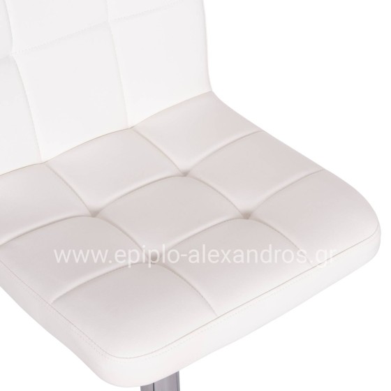 BAR STOOL SWIVELING DIANA HM202.22 WHITE PU--CHROMED METAL 44x52x109Hcm.