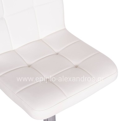 BAR STOOL SWIVELING DIANA HM202.22 WHITE PU--CHROMED METAL 44x52x109Hcm.