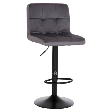 BAR STOOL SWIVELING DIANA HM202.41 GREY VELVET--BLACK MATTE METAL 44x52x109Hcm.
