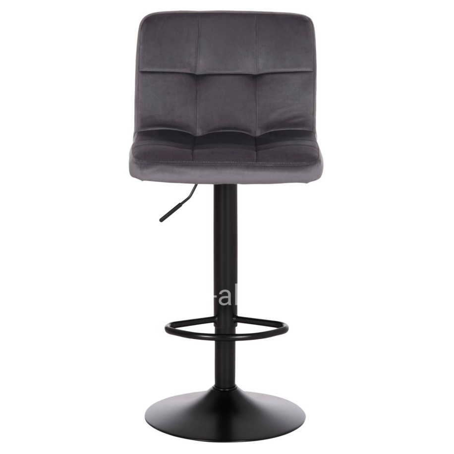 BAR STOOL SWIVELING DIANA HM202.41 GREY VELVET--BLACK MATTE METAL 44x52x109Hcm.