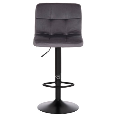 BAR STOOL SWIVELING DIANA HM202.41 GREY VELVET--BLACK MATTE METAL 44x52x109Hcm.