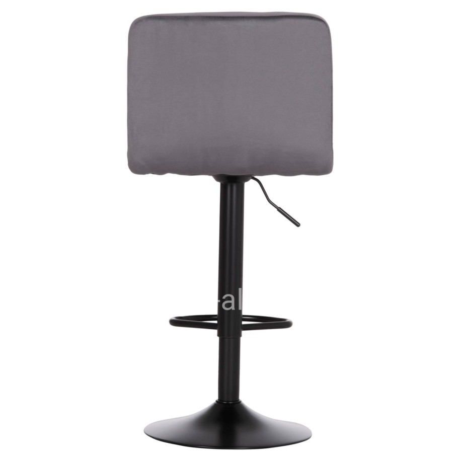 BAR STOOL SWIVELING DIANA HM202.41 GREY VELVET--BLACK MATTE METAL 44x52x109Hcm.