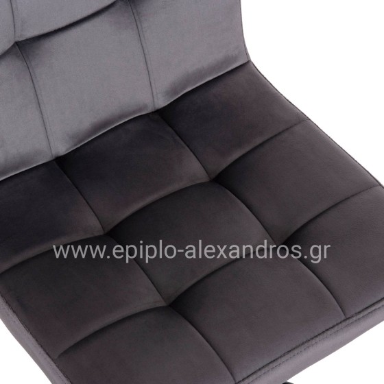 BAR STOOL SWIVELING DIANA HM202.41 GREY VELVET--BLACK MATTE METAL 44x52x109Hcm.