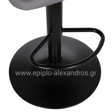 BAR STOOL SWIVELING DIANA HM202.41 GREY VELVET--BLACK MATTE METAL 44x52x109Hcm.