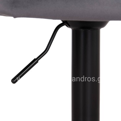 BAR STOOL SWIVELING DIANA HM202.41 GREY VELVET--BLACK MATTE METAL 44x52x109Hcm.