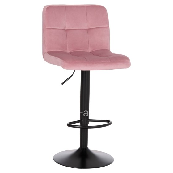 BAR STOOL SWIVELING DIANA HM202.42 DUSTY PINK VELVET--BLACK MATTE METAL 44x52x109Hcm.