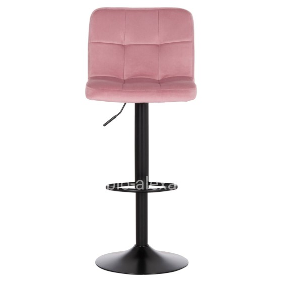 BAR STOOL SWIVELING DIANA HM202.42 DUSTY PINK VELVET--BLACK MATTE METAL 44x52x109Hcm.