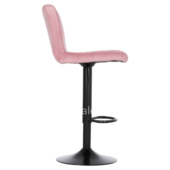 BAR STOOL SWIVELING DIANA HM202.42 DUSTY PINK VELVET--BLACK MATTE METAL 44x52x109Hcm.