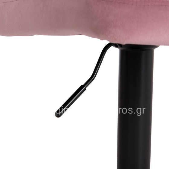BAR STOOL SWIVELING DIANA HM202.42 DUSTY PINK VELVET--BLACK MATTE METAL 44x52x109Hcm.