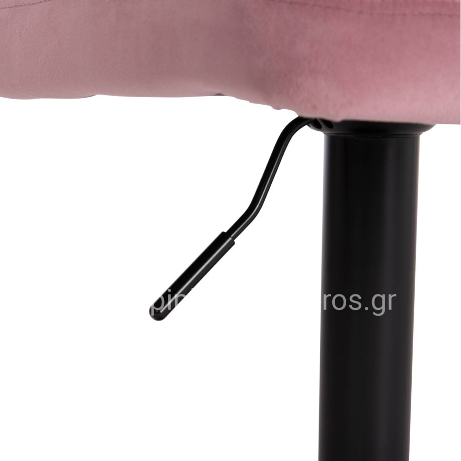 BAR STOOL SWIVELING DIANA HM202.42 DUSTY PINK VELVET--BLACK MATTE METAL 44x52x109Hcm.