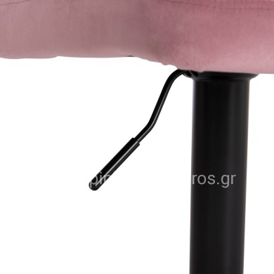 BAR STOOL SWIVELING DIANA HM202.42 DUSTY PINK VELVET--BLACK MATTE METAL 44x52x109Hcm.