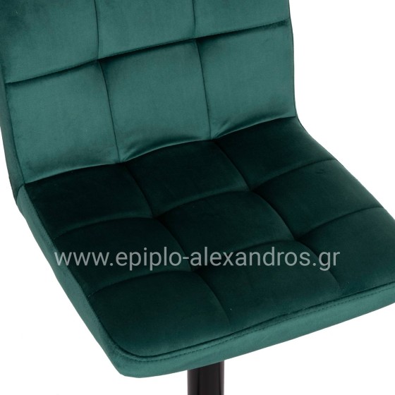 BAR STOOL SWIVELING DIANA HM202.43 CYPRESS GREEN VELVET--BLACK MATTE METAL 44x52x109Hcm.