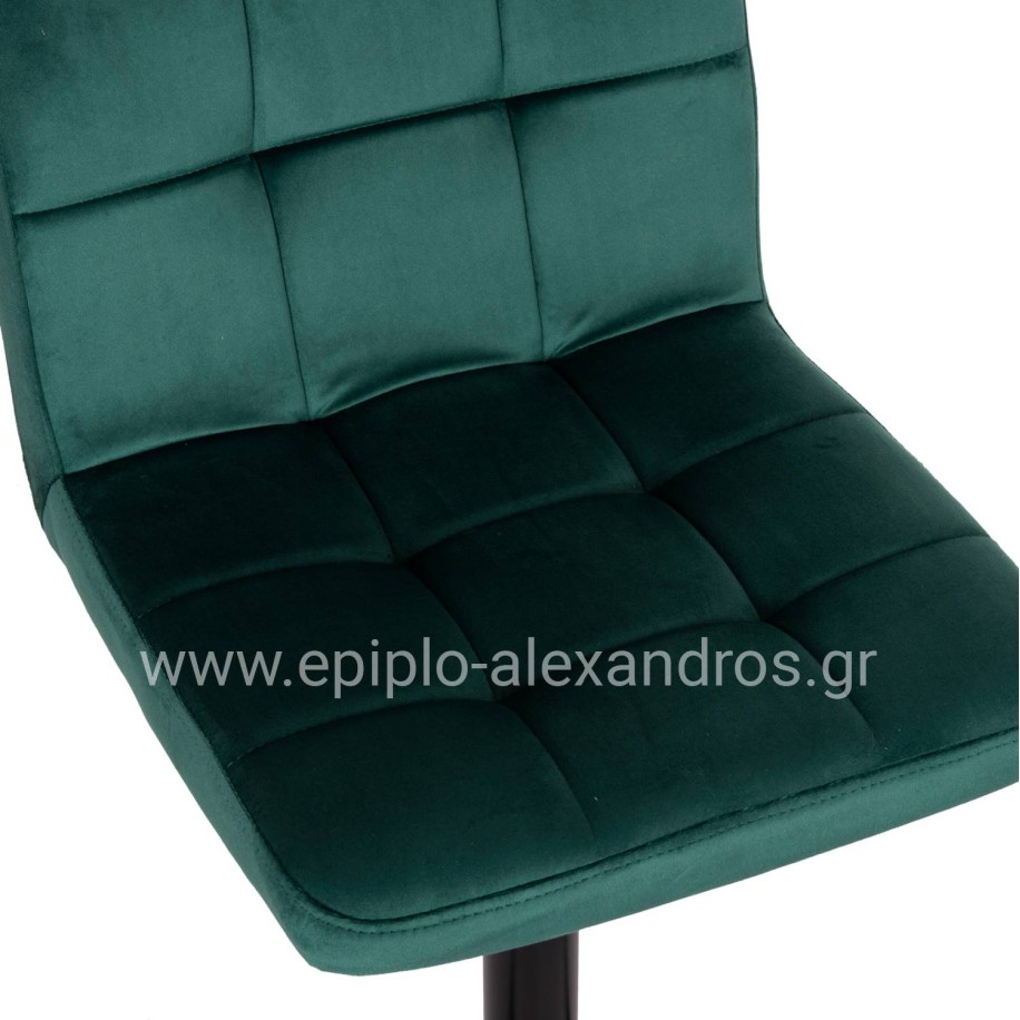 BAR STOOL SWIVELING DIANA HM202.43 CYPRESS GREEN VELVET--BLACK MATTE METAL 44x52x109Hcm.