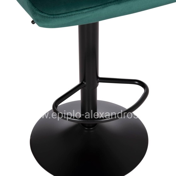 BAR STOOL SWIVELING DIANA HM202.43 CYPRESS GREEN VELVET--BLACK MATTE METAL 44x52x109Hcm.
