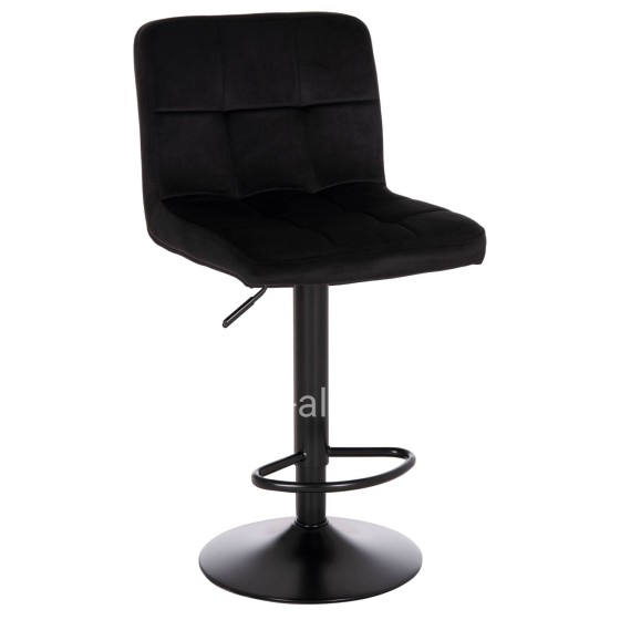 BAR STOOL SWIVELING DIANA HM202.44 BLACK VELVET--BLACK MATTE METAL 44x52x109Hcm.